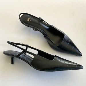 ZARA Embossed Slingback Heels Black Size EU 41LIKE NEW